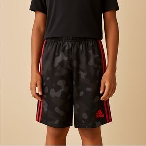 Adidas Camouflage Athletic Shorts with Red Stripe Size 10